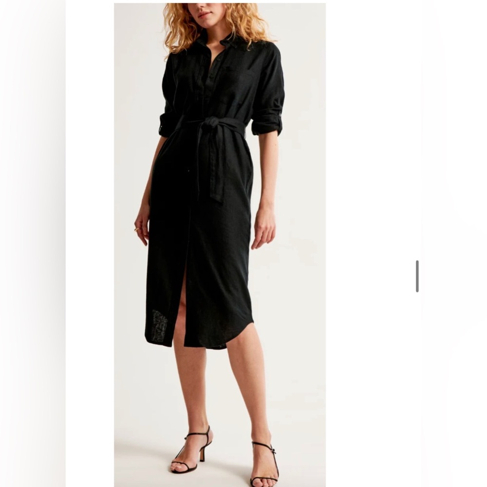 NWT Linen Blend Midi Dress Button Up